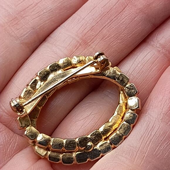 Vintage AB Pastel Prong Set Glass Rhinestone Oval Brooch, URANIUM Glass, 1 1/4" - Picture 9 of 10